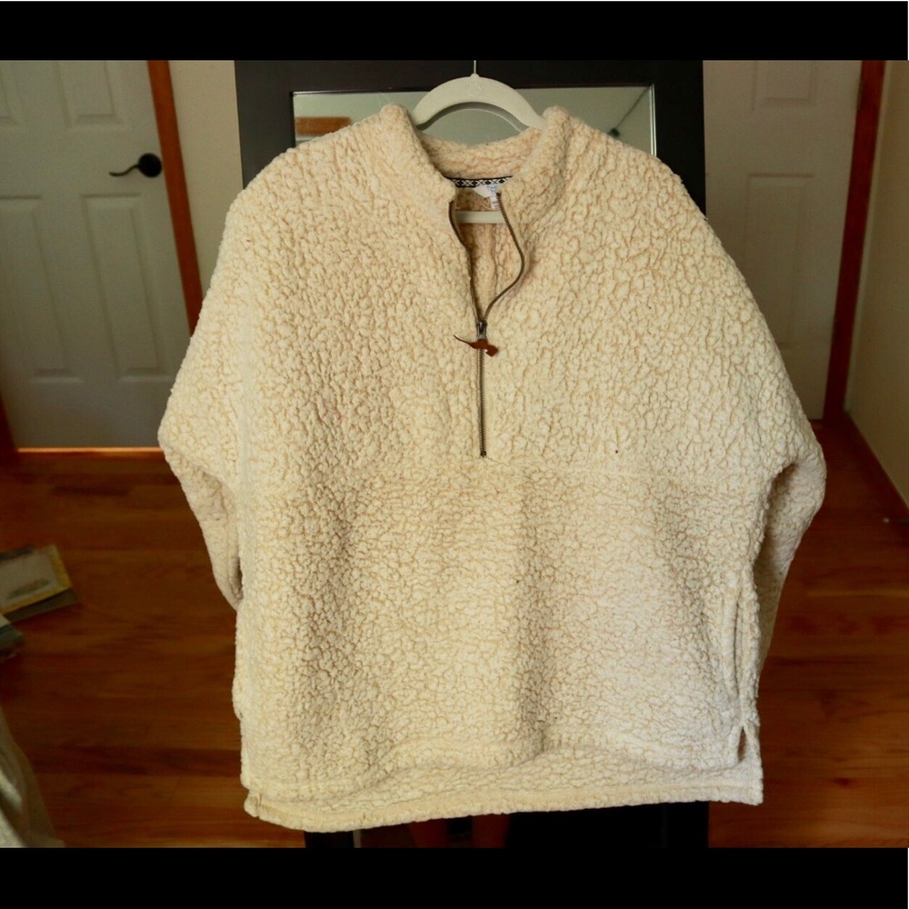 Oversized fuzzy 1/4 zip sweatshirt